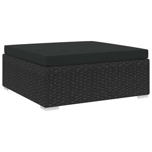 vidaXL Modular-Fu&szlig;hocker 1 Stk. mit Kissen Poly-Rattan Schwarz