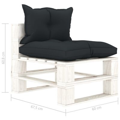 vidaXL Garten-Palettensofa 3-Sitzer mit Kissen in Anthrazit Holz