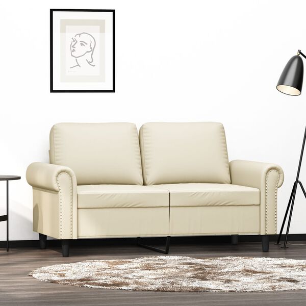 vidaXL 2-Sitzer-Sofa Creme 120 cm Kunstleder