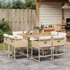 vidaXL 9-tlg. Garten-Essgruppe mit Kissen Beige Poly Rattan