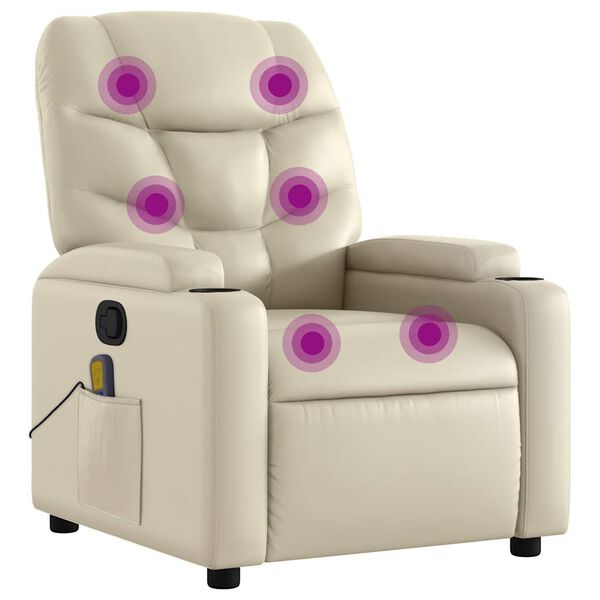 vidaXL Massagesessel mit Relaxfunktion, Kunstleder, Creme