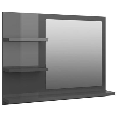 vidaXL Badspiegel Hochglanz-Grau 60x10,5x45 cm Spanplatte