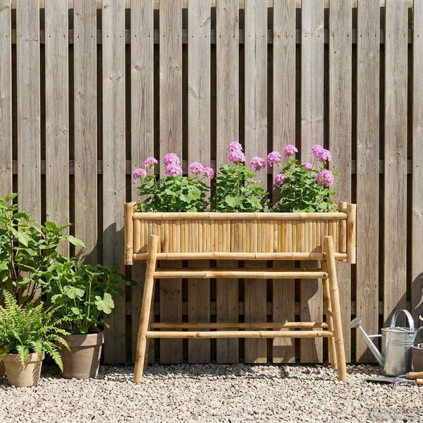 vidaXL Gartenpflanzer mit Halter Natur 100 x 38 x 74 cm Bambus