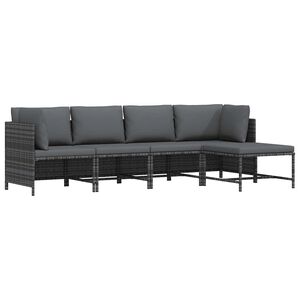 vidaXL 4-tlg. Garten-Lounge-Set mit Kissen Poly Rattan Grau