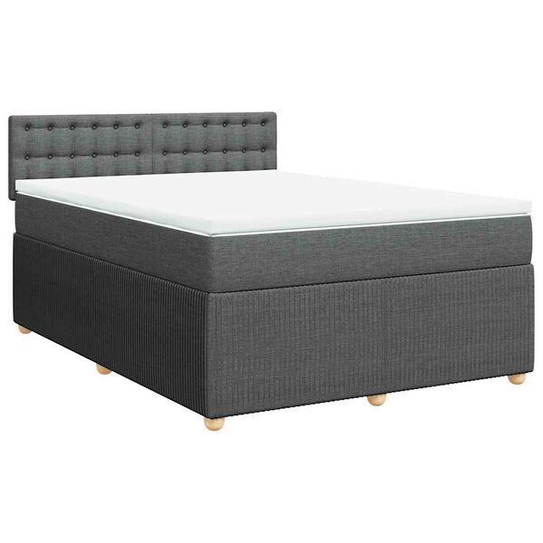 vidaXL Boxspringbett mit Matratze Dunkelgrau 160x200 cm Stoff