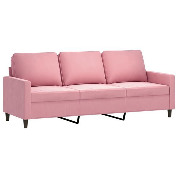 vidaXL 3-Sitzer-Sofa mit Hocker Rosa 180 cm Samt