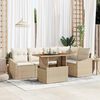 vidaXL Garten-Sofa-Set mit Speicher 6 pcs Beige Poly Rattan