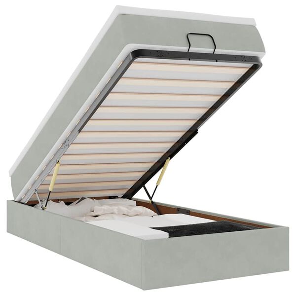 vidaXL Ottoman-Bett mit Matratze Hellgrau 90x200 cm Samt