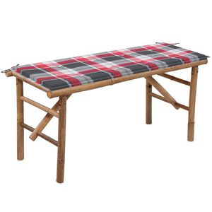 vidaXL Klappbare Gartenbank mit Auflage 118 cm Bambus