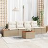 vidaXL Garten-Sofa-Set mit Kissen mit Speicher 5 pcs Beige Poly Rattan
