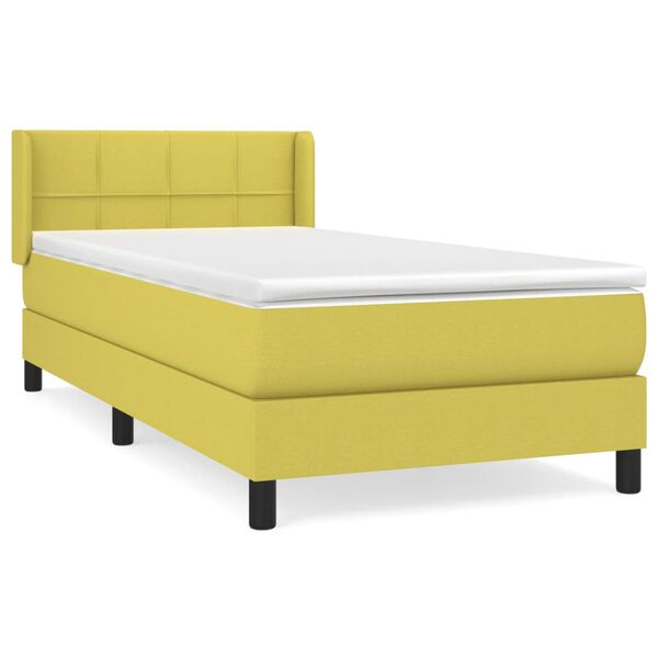 vidaXL Boxspringbett mit Matratze Gr&uuml;n 90x190 cm Stoff
