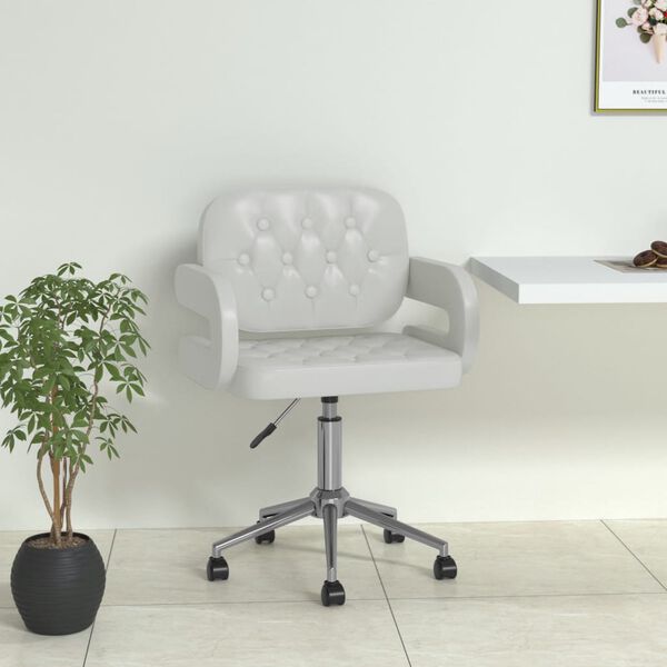 vidaXL Esszimmerstuhl Drehbar Wei&szlig; Kunstleder