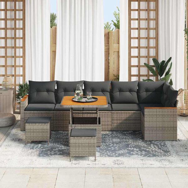 vidaXL Gartensofa-set 9 pcs Grau Poly-Rattan