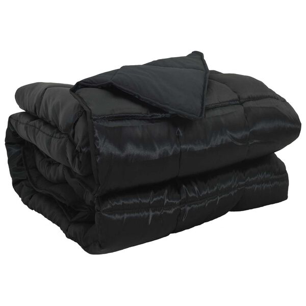 vidaXL Ganzjahresbettdecke Schwarz 220 x 260 cm Satin und Mikrofaser