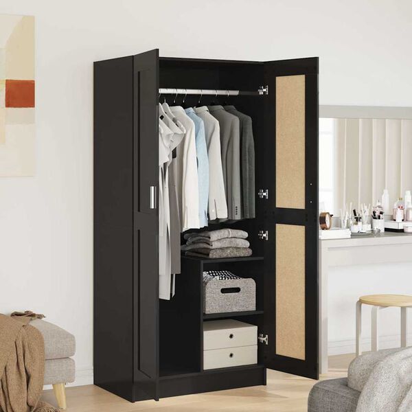vidaXL Kleiderschrank Hochglanz-Schwarz 82,5x51,5x180 cm Holzwerkstoff