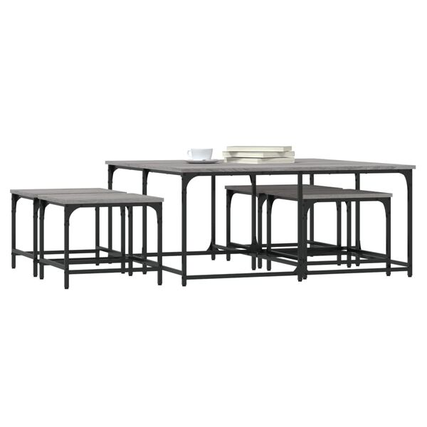 vidaXL Satztische 5 Stk. Grau Sonoma Holzwerkstoff