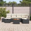 vidaXL Garten-Sofa-Set mit Kissen 7 pcs Schwarz Poly Rattan