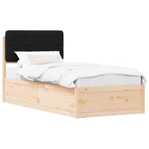 vidaXL Bettgestell mit gepolstertem Kopfteil Schwarz 100 x 200 cm
