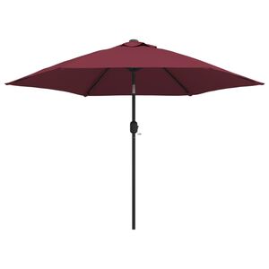 vidaXL Sonnenschirm mit LED-Beleuchtung Stahl-Mast 300 cm Bordeauxrot