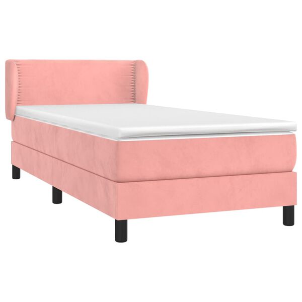 vidaXL Boxspringbett mit Matratze Rosa 90x190 cm Samt