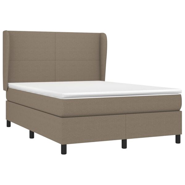 vidaXL Boxspringbett mit Matratze Taupe 140x200 cm Stoff