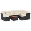 vidaXL 10-tlg. Garten-Sofagarnitur mit Kissen Schwarz Poly Rattan