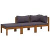 vidaXL 3-tlg. Garten-Lounge-Set mit Auflagen Massivholz Akazie