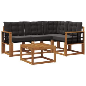 vidaXL Outdoor-Sofagarnitur mit Kissen 5 pcs Nat&uuml;rlich und Schwarz