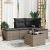 vidaXL 5-tlg. Garten-Sofagarnitur mit Kissen Grau Poly Rattan