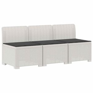 vidaXL 3-Sitzer Garten Sofa mit Kissen Rattan-Look 3-Sitzer PP Wei&szlig;