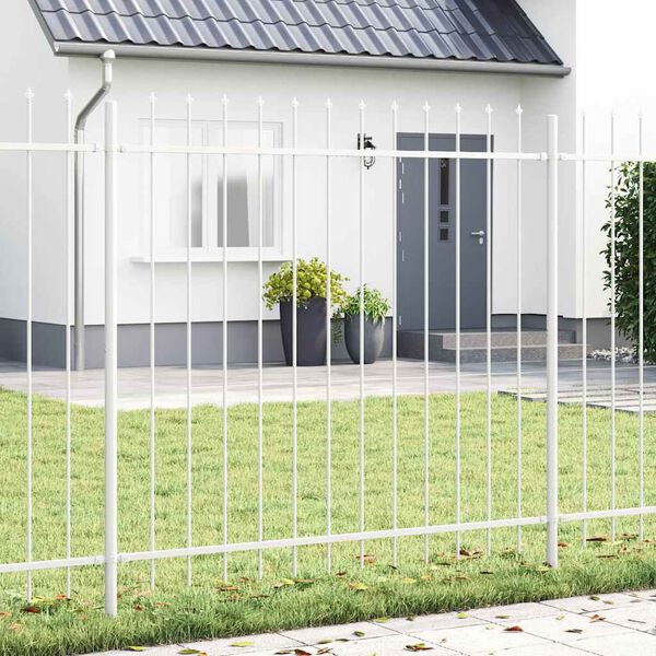 vidaXL Gartenzaun 6 pcs Weiß 10,2 x 1,5 m Pulverbeschichteter Stahl