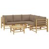 vidaXL 6-tlg. Garten-Lounge-Set mit Kissen Taupe Bambus
