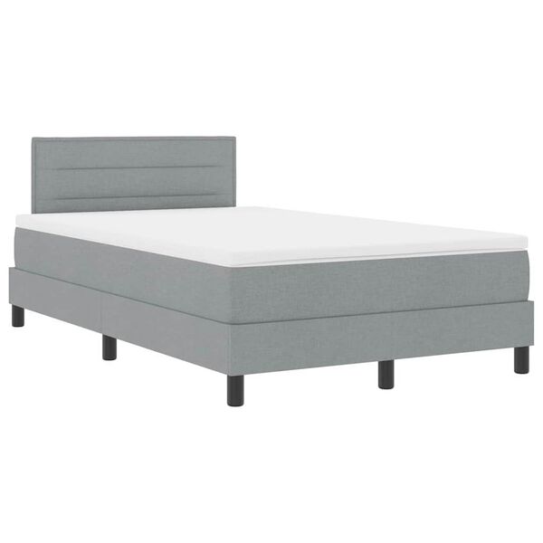 vidaXL Boxspringbett mit Matratze mit LED Hellgrau 120 x 190 cm Stoff