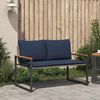 vidaXL Bank mit Kissen Grau und Marineblau 115 x 65 x 72 cm Rattan