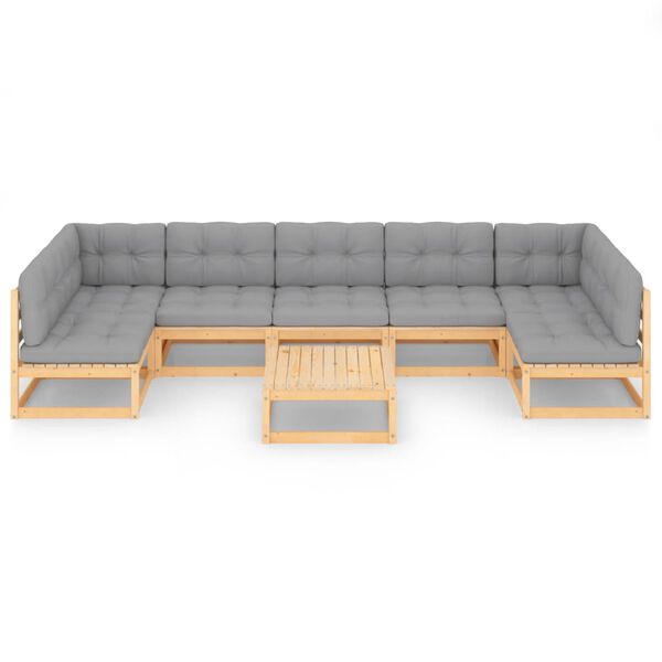 vidaXL 8-tlg. Garten-Lounge-Set mit Kissen Massivholz Kiefer