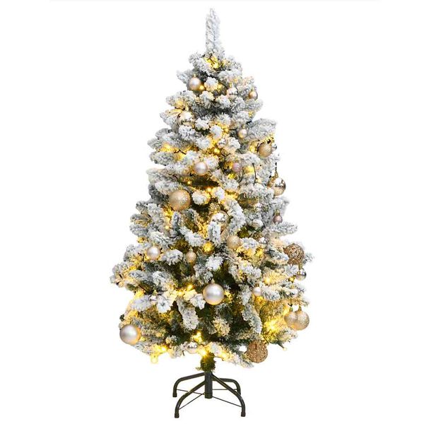vidaXL K&uuml;nstlicher Weihnachtsbaum Klappbar 150 LEDs & Kugeln 150 cm