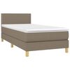 vidaXL Boxspringbett mit Matratze & LED Taupe 90x200 cm Stoff