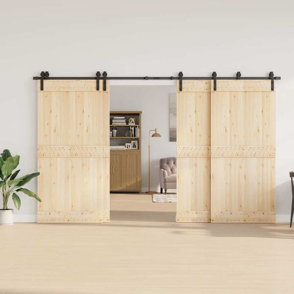 vidaXL Schiebet&uuml;rbeschlag-Set 366 cm Stahl Schwarz