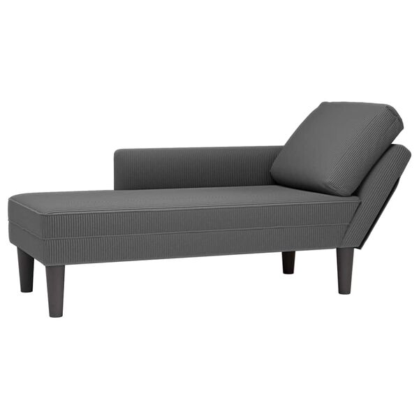vidaXL Chaiselongue mit Kissen Dunkelgrau Cordstoff