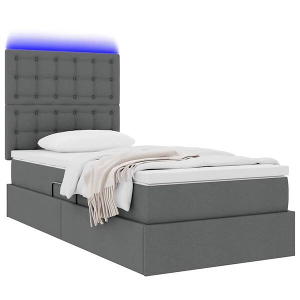 vidaXL Bett mit Stauraum und LED Dunkelgrau 100 x 200 cm Polyester
