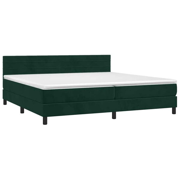 vidaXL Boxspringbett mit Matratze Dunkelgr&uuml;n 200x200 cm Samt