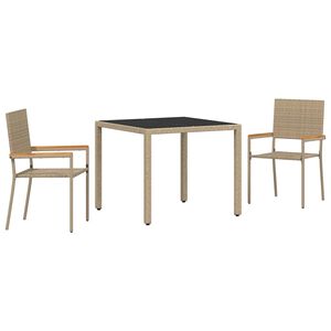 vidaXL Garten Essgruppe 3 pcs Beige Poly-Rattan