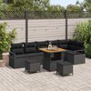 vidaXL Garten-Sofa-Set mit Kissen 9 pcs Schwarz Poly Rattan