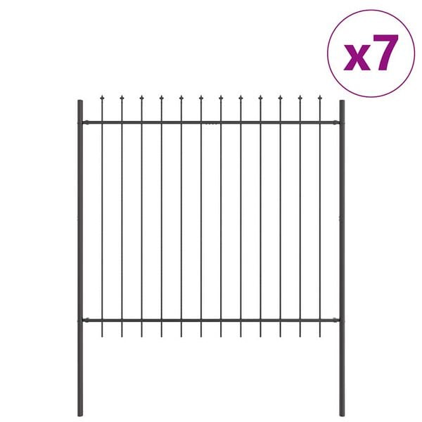 vidaXL Gartenzaun 7 pcs Grau 11,9 x 1,5 m Pulverbeschichteter Stahl