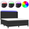 vidaXL Boxspringbett mit Matratze & LED Schwarz 180x200 cm Kunstleder