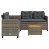 vidaXL Gartensofa in L-Form mit Tisch und Kissen Grau Poly Rattan