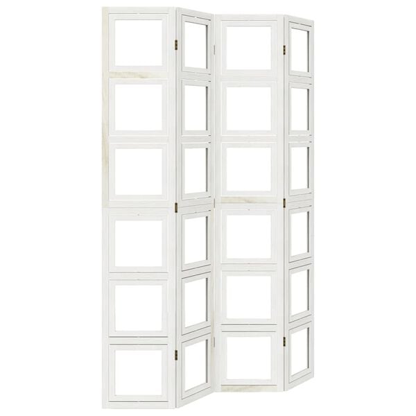 vidaXL 4-tlg. Raumteiler Wei&szlig; Massivholz Paulownia