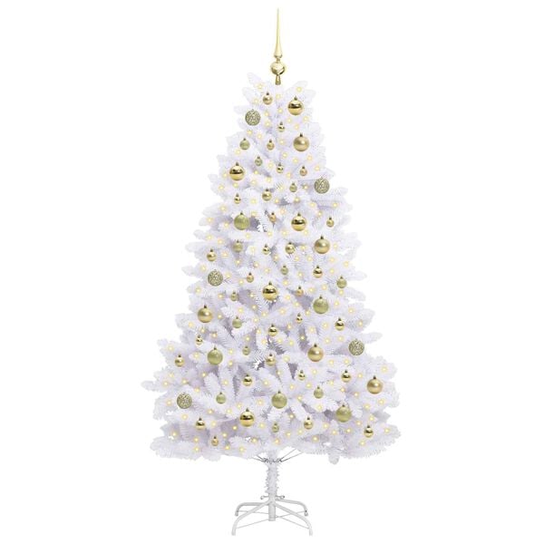 vidaXL K&uuml;nstlicher klappbarer Weihnachtsbaum Wei&szlig; 180 cm PVC und Stahl