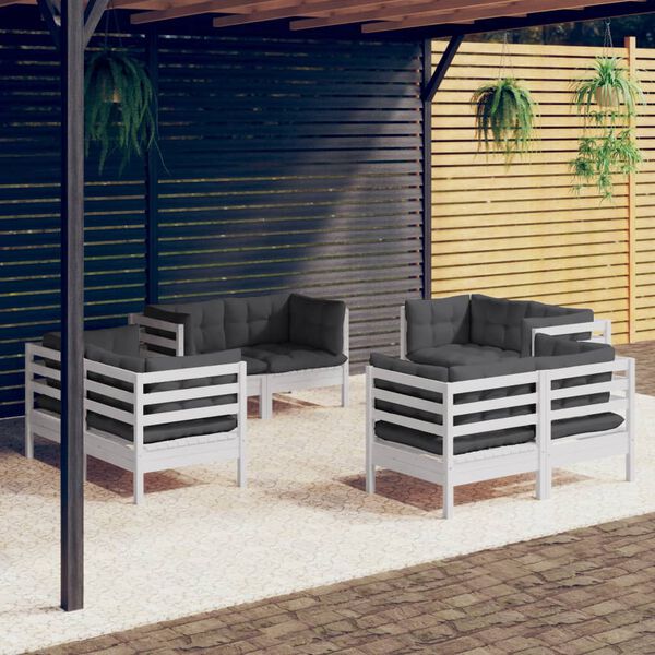 vidaXL 8-tlg. Garten-Lounge-Set mit Anthrazit Kissen Kiefernholz