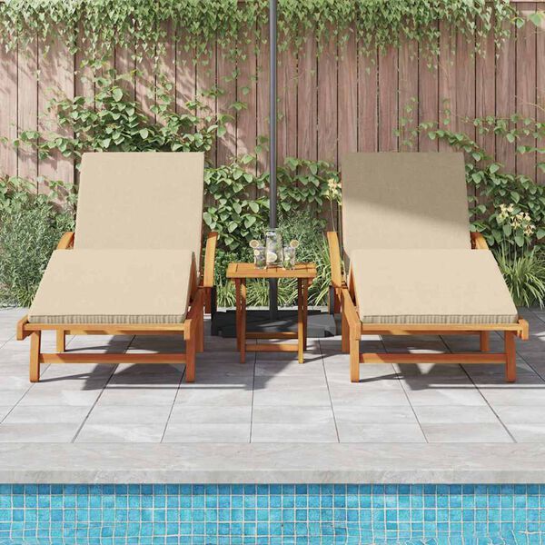 vidaXL Sonnenliege 3 pcs Beige 40 x 40 x 40cm Massivholz Akazie
